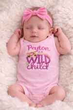 Embroidered Personalised Wild Child Romper Suit Onesie - Any Name - Image 2