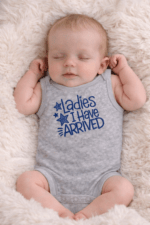 Embroidered Ladies I have Arrived New Born Baby Romper Suit/Onesie - Image 2