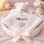 Personalised White Teddy Bear Baby Comforter Blanket | Embroidered Security Lovey Blanket Toy - Image 5