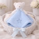 Personalised Blue Teddy Bear Baby Comforter Blanket | Embroidered Security Lovey Blanket Toy - Image 3