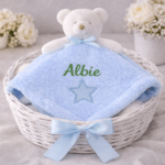 Personalised Blue Teddy Bear Baby Comforter Blanket | Embroidered Security Lovey Blanket Toy - Image 4