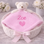 Personalised Pink Teddy Bear Baby Comforter Blanket | Embroidered Security Lovey Blanket Toy - Image 4