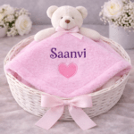 Personalised Pink Teddy Bear Baby Comforter Blanket | Embroidered Security Lovey Blanket Toy - Image 2