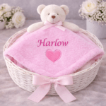 Personalised Pink Teddy Bear Baby Comforter Blanket | Embroidered Security Lovey Blanket Toy - Image 5