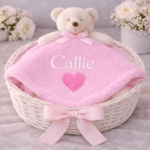 Personalised Pink Teddy Bear Baby Comforter Blanket | Embroidered Security Lovey Blanket Toy