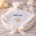 Personalised White Teddy Bear Baby Comforter Blanket | Embroidered Security Lovey Blanket Toy - Image 3