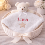 Personalised White Teddy Bear Baby Comforter Blanket | Embroidered Security Lovey Blanket Toy - Image 4