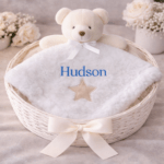 Personalised White Teddy Bear Baby Comforter Blanket | Embroidered Security Lovey Blanket Toy - Image 7