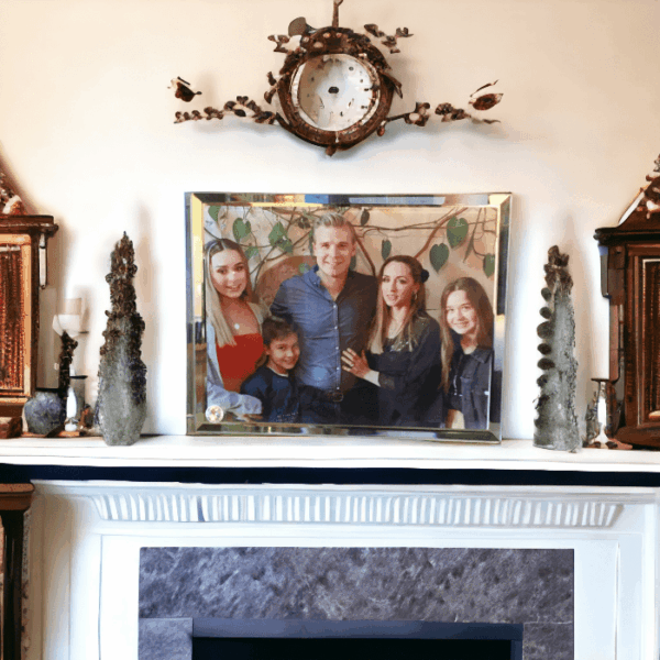 Mirrored Glass Personalised Sublimated Photo Frame with Rhinestone Studded Stand