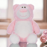 Personalised Embroidered Birth Announcement Pink Bear Cubby - Image 2