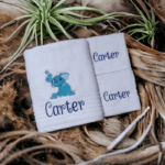 Embroidered Personalised Elephant Towel Set with Name & Design - Image 4