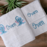 Embroidered Personalised Elephant Towel Set with Name & Design - Image 5