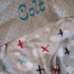 Personalised Embroidered Aeroplane Minky Cot Blanket - Image 3