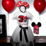 Minnie Birthday Personalised Embroidered T Shirt & Tutu Birthday Three Piece Set. - Image 2
