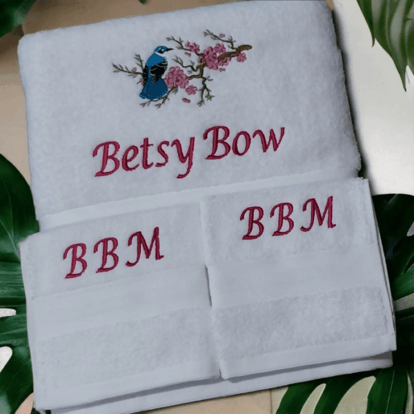 Embroidered Personalised Adult Bath Sheet Set with Any Name & Design