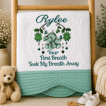 Personalised Embroidered Ellie The Elephant Heirloom Baby Cot Quilt - Image 3