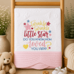 Embroidered Twinkle, Twinkle Little Star Heirloom Baby Cot Quilt - Image 3