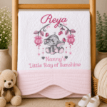 Personalised Embroidered Ellie The Elephant Heirloom Baby Cot Quilt - Image 6
