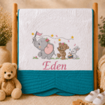 Personalised Embroidered Safari Animals Heirloom Baby Cot Quilt - Image 9