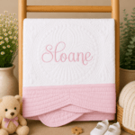 Personalised Embroidered Inspirational Heirloom Baby Cot Quilt - Any name - Image 8