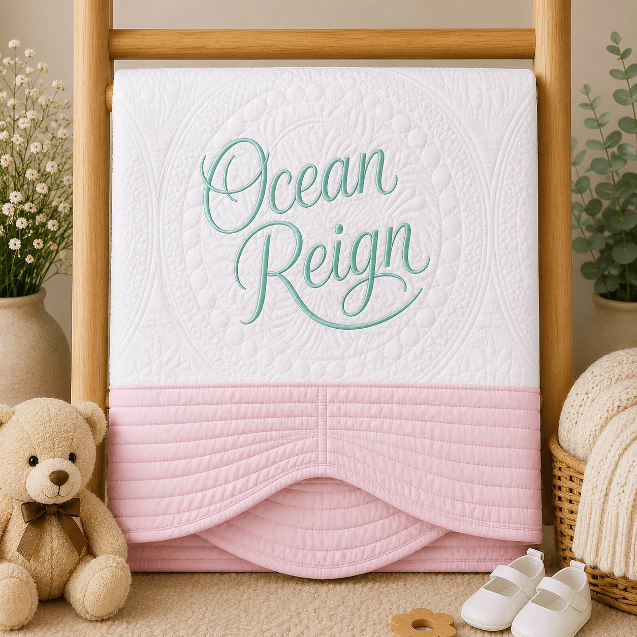 ec06860a-5dfd-4078-a59f-a0ccd9fb20ba Personalised Embroidered Inspirational Heirloom Baby Cot Quilt - Any name - Image 1