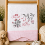 Personalised Embroidered Ellie The Elephant Heirloom Baby Cot Quilt - Image 9