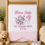 Personalised Embroidered Ellie The Elephant Heirloom Baby Cot Quilt - Image 10