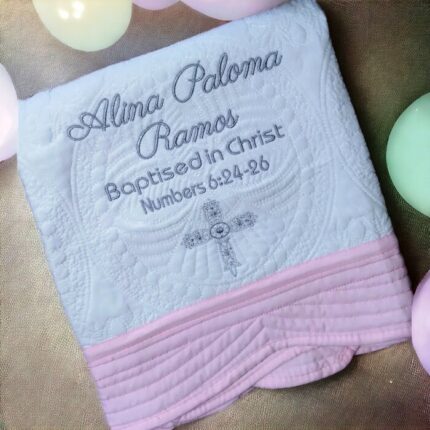 Personalised Embroidered Christening, Baptism Heirloom Quilt