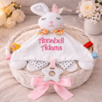 Personalised Bunny Rabbit Baby Comforter Blanket |Embroidered Minky Sensory Lovey