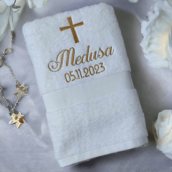Embroidered Christening-Baptism-Naming-Day Personalised Towel