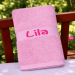 Girls Personalised Bath Towel Embroidered With Any Name