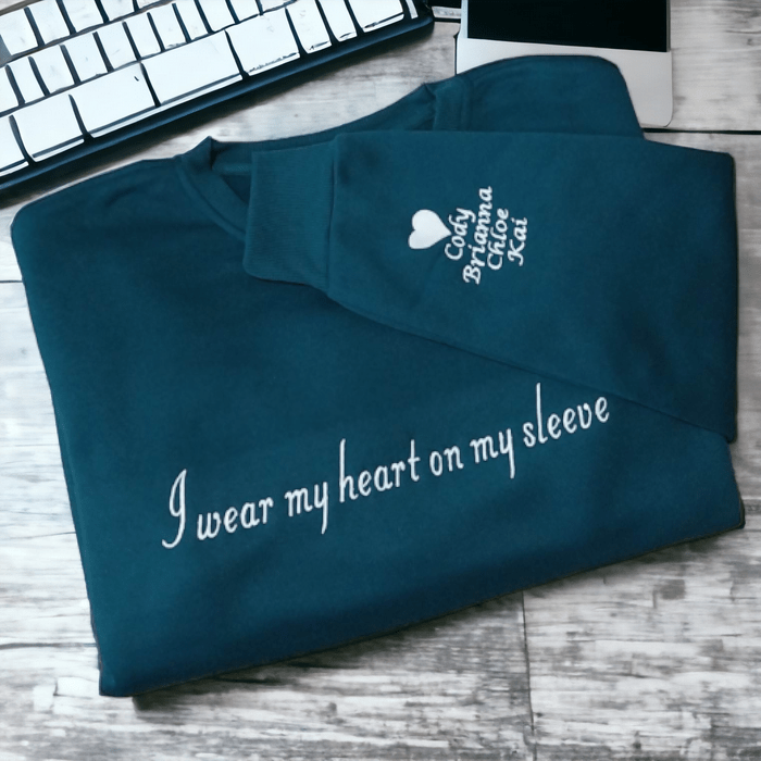 Untitled design-71-PhotoRoom Personalised Embroidered I Wear My Heart On My Sleeve Mothers Day Jumper With Children's Names - Image 1