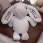 Personalised Embroidered Fluffy Bunny Rabbit - Baby Bunny Rabbit Rattle - Image 6
