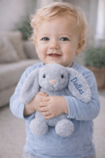 Personalised Embroidered Fluffy Bunny Rabbit Birth Announcement Any Occasion