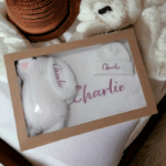 Personalised Embroidered 3pc New Born Baby Boxed Gift Set, Baby Cotton Knit Cot Blanket Set, New Baby Hamper, Embroidered Baby Shower Gift - Image 8