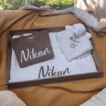 Personalised Embroidered 3pc New Born Baby Boxed Gift Set, Baby Cotton Knit Cot Blanket Set, New Baby Hamper, Embroidered Baby Shower Gift - Image 5