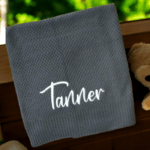 Personalised Embroidered Knit Baby Blanket  -Full Sized Knit Cot Blanket - 4 Colours - Image 12