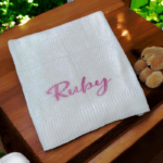 Personalised Embroidered Knit Baby Blanket  -Full Sized Knit Cot Blanket - 4 Colours - Image 11
