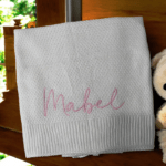 Personalised Embroidered Knit Baby Blanket  -Full Sized Knit Cot Blanket - 4 Colours - Image 10
