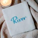 Personalised Embroidered Knit Baby Blanket  -Full Sized Knit Cot Blanket - 4 Colours - Image 2