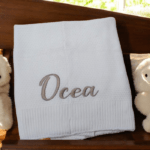 Personalised Embroidered Knit Baby Blanket  -Full Sized Knit Cot Blanket - 4 Colours - Image 11