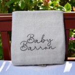 Personalised Embroidered Knit Baby Blanket  -Full Sized Knit Cot Blanket - 4 Colours - Image 4
