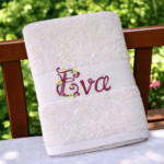 Women's Adult's Personalised Bath Towel Embroidered With Floral Name - Image 2