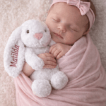 Personalised Embroidered Fluffy Bunny Rabbit Birth Announcement Any Occasion - Image 3