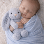 Personalised Embroidered Fluffy Bunny Rabbit Birth Announcement Any Occasion - Image 2